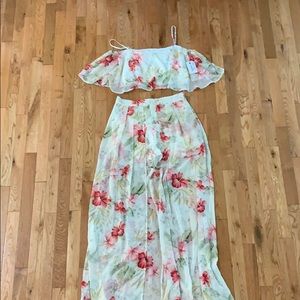 Off Shoulder Crop Top with Shorts/Skirt Bottoms